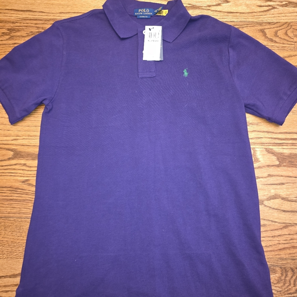 Boys Polo by Ralph Lauren Classic Fit Purple Shirt XL 18-20